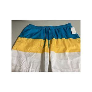 CLUBROOM Mens White Drawstring Lined Color Block Classic Fit Swim Trunks S